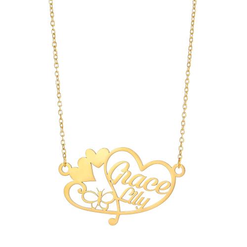 304 Stainless Steel Necklace with 5cm extender chain Heart plated for woman & hollow Length Approx 46 cm Sold By PC