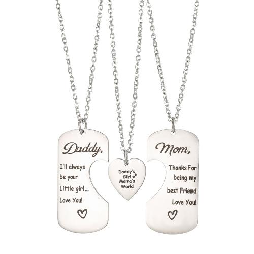 304 Stainless Steel Puzzle Necklace Heart Unisex & with letter pattern original color Length Approx 45 cm Sold By Set