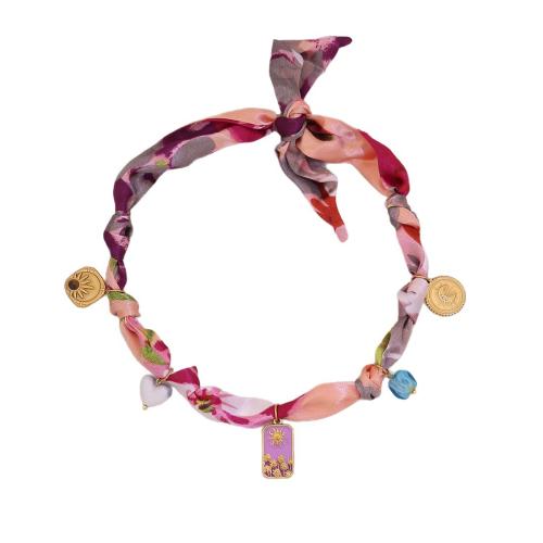 304 Stainless Steel Necklace with Polyester plated fashion jewelry & for woman Length Approx 40 cm Sold By PC