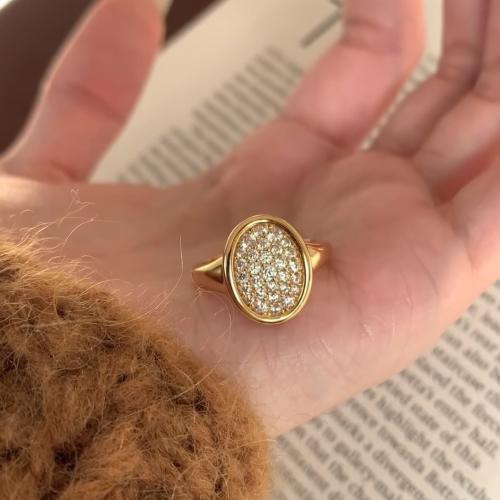 Brass Cuff Finger Ring gold color plated micro pave cubic zirconia & for woman US Ring Sold By PC