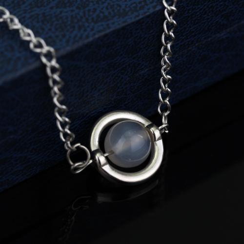 Zinc Alloy Necklace with Moonstone plated rotatable & for woman Length Approx 40 cm Sold By PC