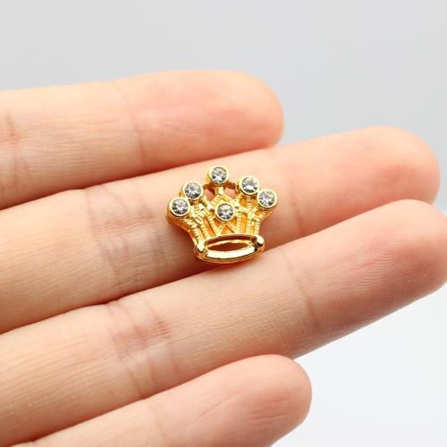 Rhinestone Zinc Alloy Beads gold color plated DIY  & with rhinestone Sold By PC