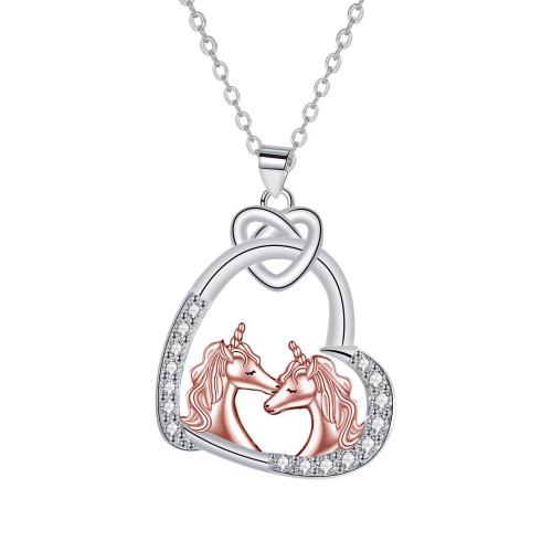 Brass Necklace with 5cm extender chain Heart plated cross chain & Mother Day Jewelry & micro pave cubic zirconia & for woman Length Approx 45 cm Sold By PC