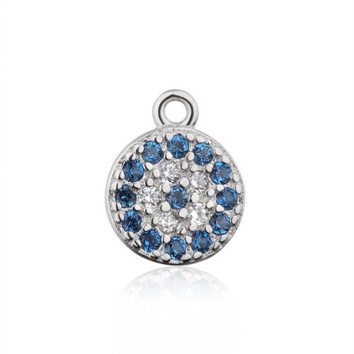 Cubic Zirconia Micro Pave Sterling sølv vedhæng, 925 Sterling Sølv, Runde, du kan DIY & forskellige stilarter for valg & Micro Pave cubic zirconia, Solgt af PC
