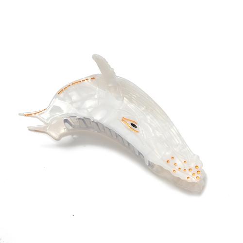 Acetate Hair Claw Clip Shark ocean design & for woman white Sold By PC