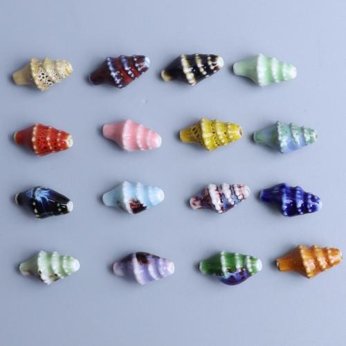 Porslin Smycken Pärlor, Trumpetsnäcka, DIY, fler färger för val, 21x11mm, Hål:Ca 2mm, 100PC/Bag, Säljs av Bag