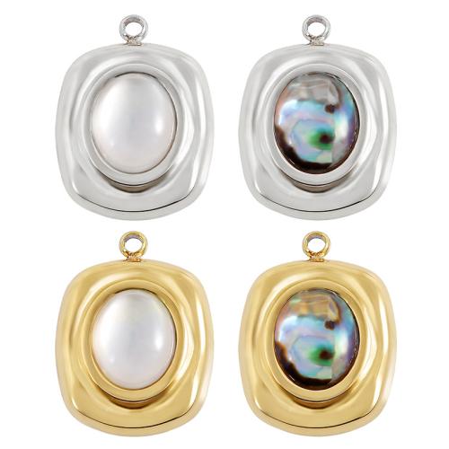 Stainless Steel Pendants 304 Stainless Steel with Shell Geometrical Pattern plated DIY Sold By Bag