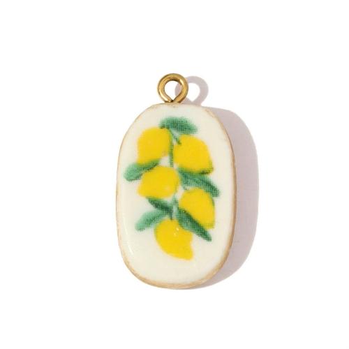 Porzellan-Anhänger, 304 Edelstahl, mit Porzellan, plattiert, DIY, keine, pendant size 16-30mm, verkauft von PC