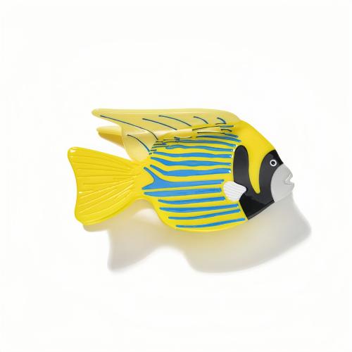 Acetátlap Hair Claw Clip, Hal, cuki & a nő, sárga, 100x40x53mm, Által értékesített PC