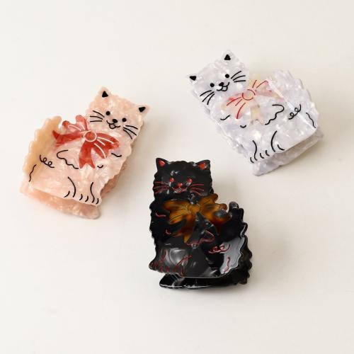 Acetatark Hair Claw Clip, Cat, håndlavet, mode smykker & for kvinde, flere farver til valg, 84x60mm, Solgt af PC