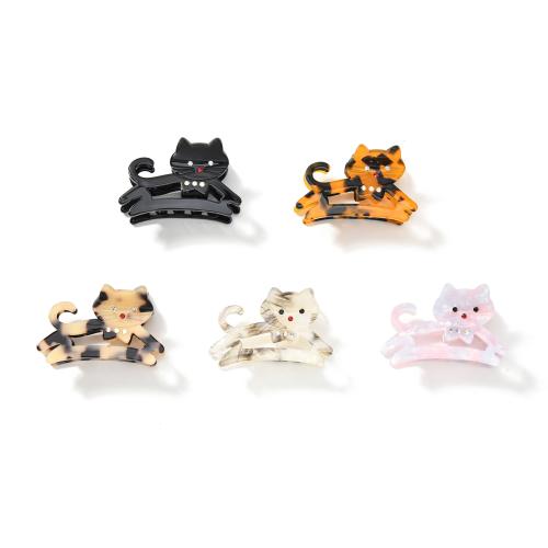 Acetate Hair Claw Clip Cat cute & for woman & with rhinestone Sold By PC