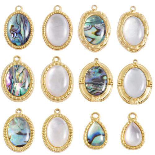 Pingentes de concha, Aço inoxidável 304, with concha, banhado, DIY & Vario tipos a sua escolha, 10PCs/Bag, vendido por Bag