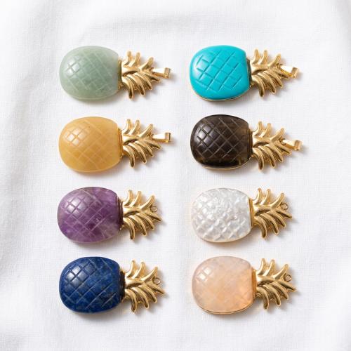 Pendants Gemstone Jewelry, Pineapple, DIY & ábhair éagsúla do rogha, 35x20mm, Díolta De réir PC