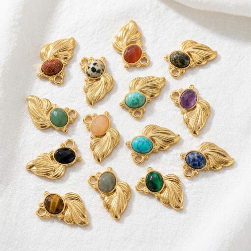 Pingentes em  jóias, misto de pedras semi-preciosas, with Aço inoxidável 304, DIY & materiais diferentes para a escolha, 23.20x26mm, vendido por PC