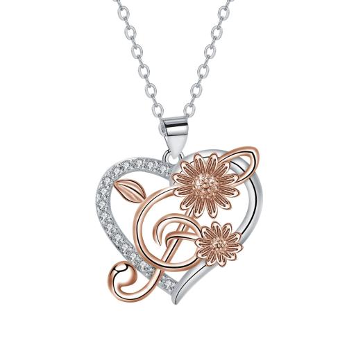 ottone collana, with 5cm extender chain, Cuore, placcato, Gioielli Festa della Mamma & per la donna & con strass, Lunghezza Appross. 45 cm, Venduto da PC