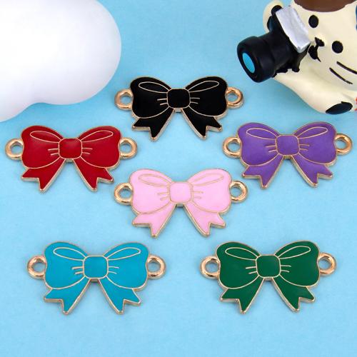 Bowknot Sinkkiseos Connector, kullan väri kullattu, tee-se-itse & emali & 1/1 silmukka, enemmän värejä valinta, 22x13mm, Myymät PC