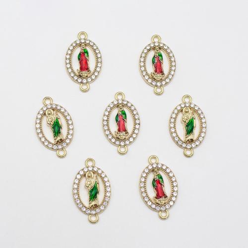 Соединительные звенья из цинкового сплава, цинковый сплав, плакирован золотом, DIY & эмаль & со стразами & 1/1 петля, Много цветов для выбора, 15x24mm, продается PC