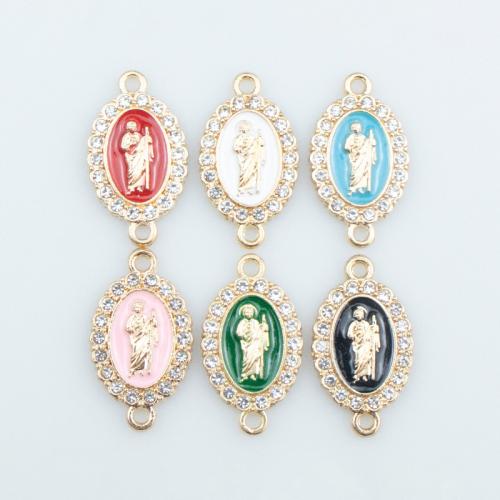 Zinek Connector, barva pozlacený, DIY & smalt & s drahokamu & 1/1 smyčka, více barev na výběr, 14x24mm, Prodáno By PC