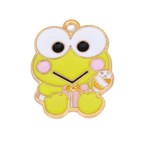 Zinc Alloy Enamel Pendants Frog gold color plated DIY yellow Sold By PC