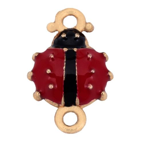 Zinklegering dieren connectors, Zinc Alloy, Lieveheersbeestje, gold plated, DIY & glazuur & 1/1 lus, 10x16mm, Verkocht door PC