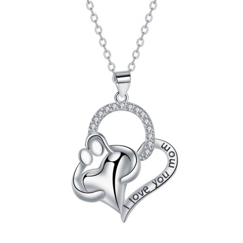 Brass Necklace with 304 Stainless Steel Chain with 5cm extender chain Heart plated cross chain & Mother Day Jewelry & for woman & with rhinestone Length Approx 45 cm Sold By PC