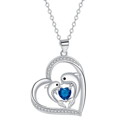 cobre colar, with 5cm extender chain, Coração, banhado, Dia das Mães Jóias & micro pavimento em zircônia cúbica & para mulher, comprimento Aprox 45 cm, vendido por PC