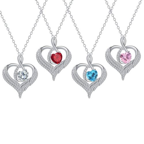 Brass Necklace with 304 Stainless Steel Chain with 5cm extender chain Heart plated cross chain & Mother Day Jewelry & micro pave cubic zirconia & for woman Length Approx 45 cm Sold By PC