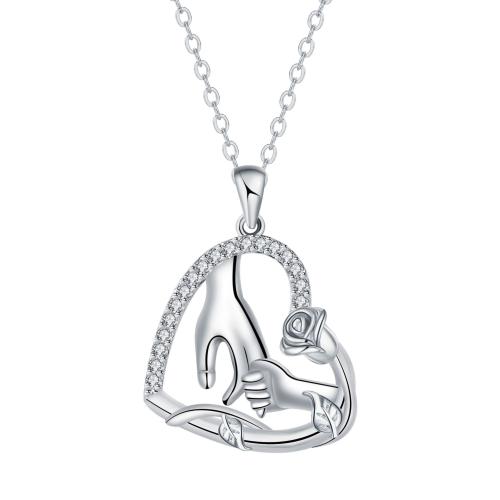 cobre colar, with 5cm extender chain, Coração, banhado, Dia das Mães Jóias & micro pavimento em zircônia cúbica & para mulher, comprimento Aprox 45 cm, vendido por PC