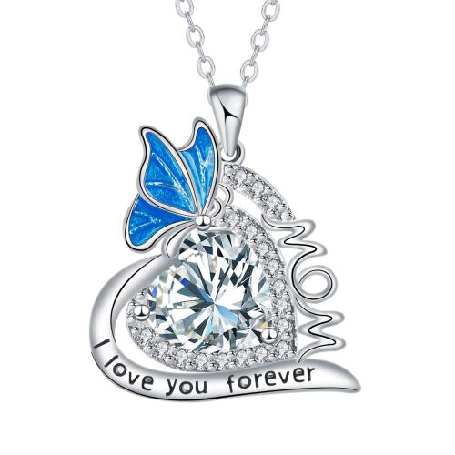 Messinki Kaulakoru, kanssa 5cm extender ketju, Sydän, päällystetty, Äiti päivä Korut & Micro Pave kuutiometriä zirkonia & naiselle & emali, enemmän värejä valinta, Pituus N. 45 cm, Myymät PC