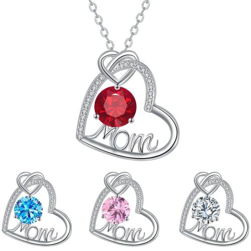 Messinki Kaulakoru, kanssa 5cm extender ketju, Sydän, päällystetty, Äiti päivä Korut & Micro Pave kuutiometriä zirkonia & naiselle, enemmän värejä valinta, Pituus N. 45 cm, Myymät PC