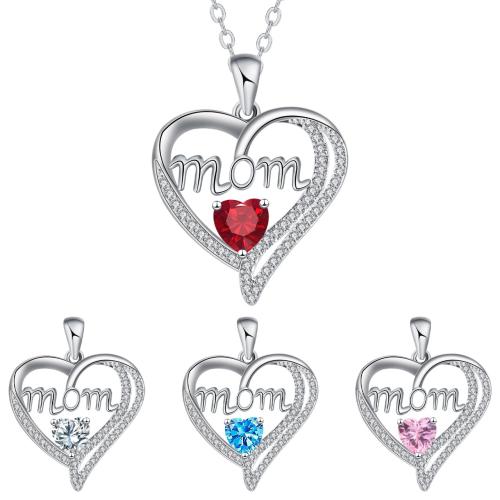 Messinki Kaulakoru, kanssa 5cm extender ketju, Sydän, päällystetty, Äiti päivä Korut & Micro Pave kuutiometriä zirkonia & naiselle, enemmän värejä valinta, Pituus N. 45 cm, Myymät PC