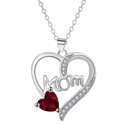 cobre colar, with 5cm extender chain, Coração, platinado, Dia das Mães Jóias & micro pavimento em zircônia cúbica & para mulher, comprimento Aprox 45 cm, vendido por PC