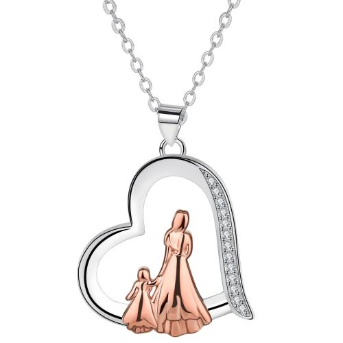 cobre colar, with 5cm extender chain, Coração, banhado, Dia das Mães Jóias & micro pavimento em zircônia cúbica & para mulher, comprimento Aprox 45 cm, vendido por PC