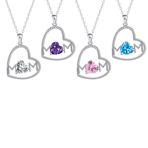 Brass Necklace with 304 Stainless Steel Chain with 5cm extender chain Heart plated cross chain & Mother Day Jewelry & micro pave cubic zirconia & for woman Length Approx 45 cm Sold By PC