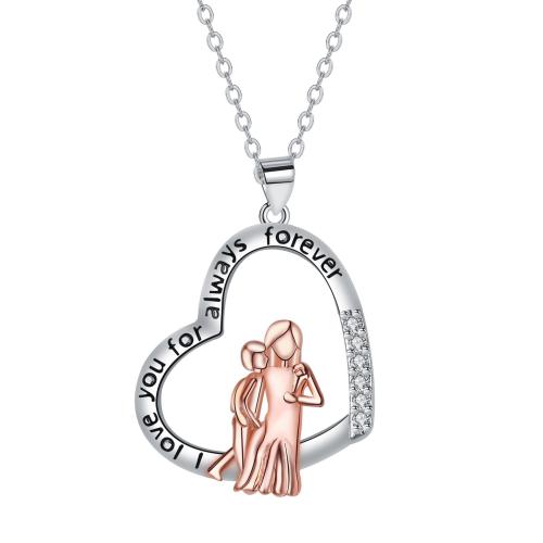 cobre colar, with 5cm extender chain, Coração, banhado, Dia das Mães Jóias & micro pavimento em zircônia cúbica & para mulher, comprimento Aprox 45 cm, vendido por PC