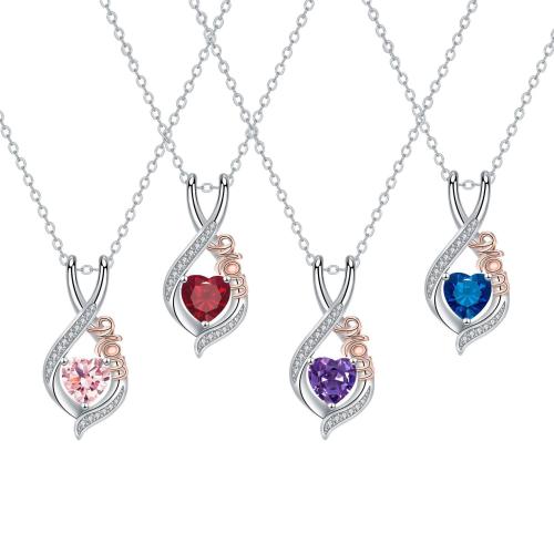 Brass Necklace with 304 Stainless Steel Chain with 5cm extender chain Heart plated cross chain & Mother Day Jewelry & micro pave cubic zirconia & for woman Length Approx 45 cm Sold By PC