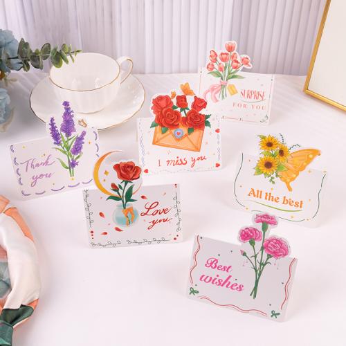 cartone Greeting Card, Stampa, diversi modelli per la scelta & con motivo floreale, 136x98mm, Venduto da PC