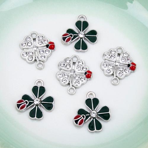 Cink Alloy priključak, Četiri Leaf Clover, srebrne boje pozlaćen, možete DIY & emajl & s Rhinestone, više boja za izbor, 16x18mm, Prodano By PC