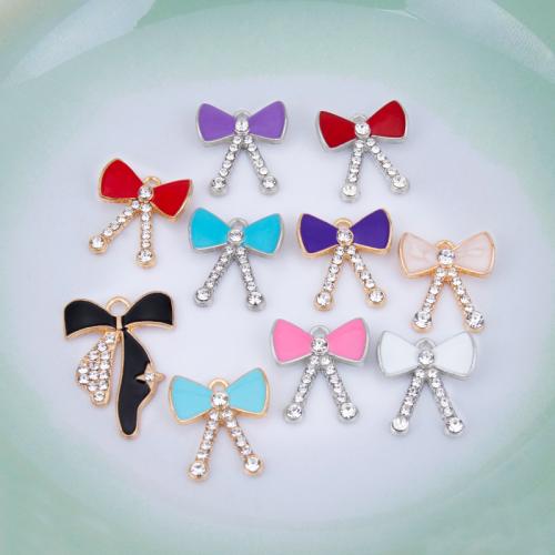 Zinc Alloy émail Pendants, alliage de zinc, Noeud papillon, Placage, DIY & styles différents pour le choix & avec strass, plus de couleurs à choisir, Vendu par PC