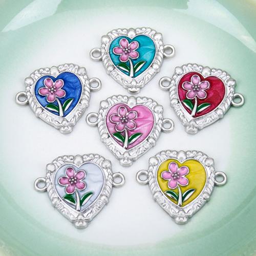 Zinklegering bloem connectors, Zinc Alloy, Hart, silver plated, DIY & glazuur & 1/1 lus, meer kleuren voor de keuze, 24x20mm, Verkocht door PC