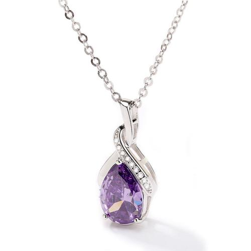 Sidabro Karoliai, 925 sidabro, su 5cm Extender grandinės, moters & su Kalnų krištolas, daugiau spalvų pasirinkimas, pendant size 27x11mm, Ilgis Apytiksliai 40 cm, Pardavė PC