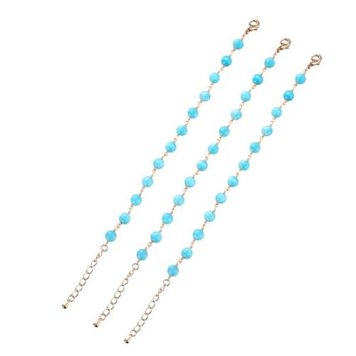 Piedra preciosa sintética Pulsera, con metal, con 1.18Inch extender cadena, chapado en color dorado, teñido & diferentes materiales para la opción & para mujer & facetas, beads size 6mm, longitud aproximado 6.3 Inch, Vendido por UD