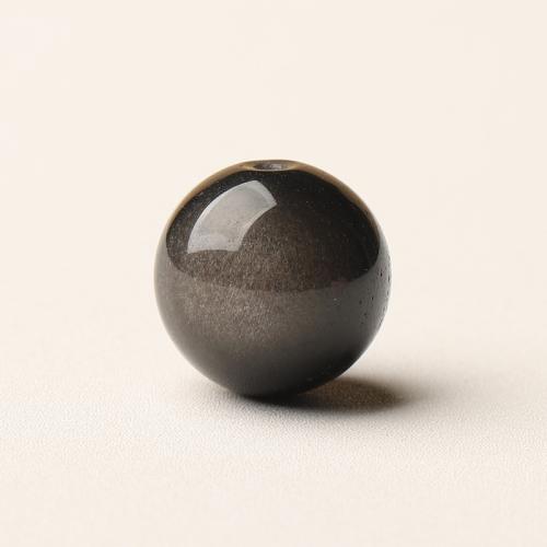 Edelstein Schmuckperlen, Silver+Obsidian, rund, poliert, DIY & verschiedene Größen vorhanden, verkauft von PC