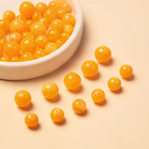 Natural Jade Beads Jade Yellow Round DIY Sold By PC
