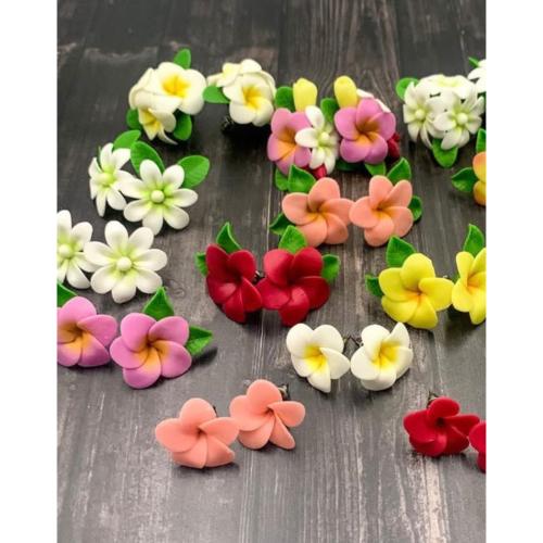 Polymer Clay Stud Earring Flower & for woman 20mm Sold By PC