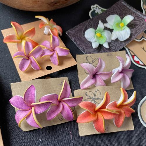 Polymer Clay Stud Earring Flower & for woman 20mm Sold By PC