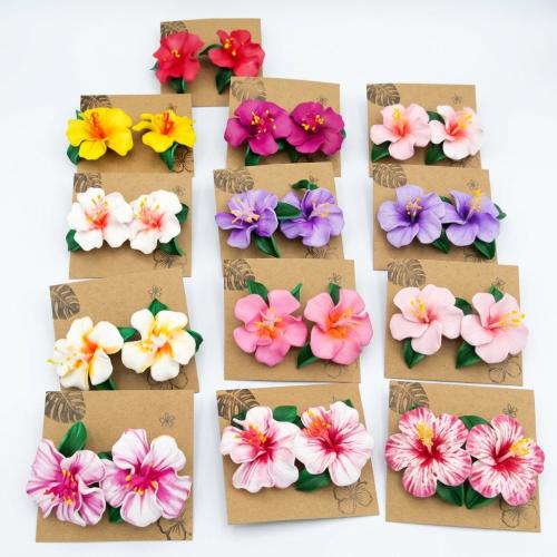 Polymer Clay Stud Earring Flower & for woman 20mm Sold By PC