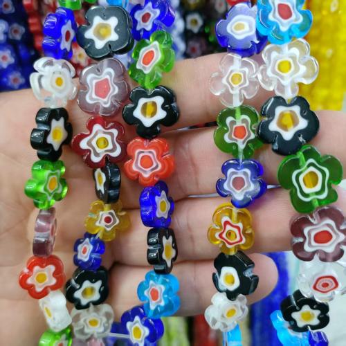 Millefiori Slice Lampwork Beads Millefiori Lampwork Flower DIY beads size 10-12mm Approx Sold By Strand