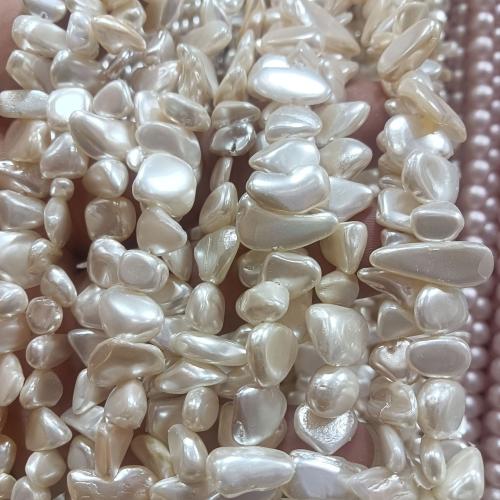 Natural Sea Shell Beads, bianco conchiglia, Irregolare, DIY, 10x13mm, Appross. 56PC/filo, Venduto da filo