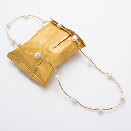 Slatkovodni Pearl Narukvica, s Mesing, zlatna boja pozlaćen, elastična & za žene, više boja za izbor, pearl size 6-8mm, Dužina Približno 50 cm, Prodano By PC